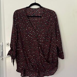 Chic Leopard Print Wrap Top in Red and Black